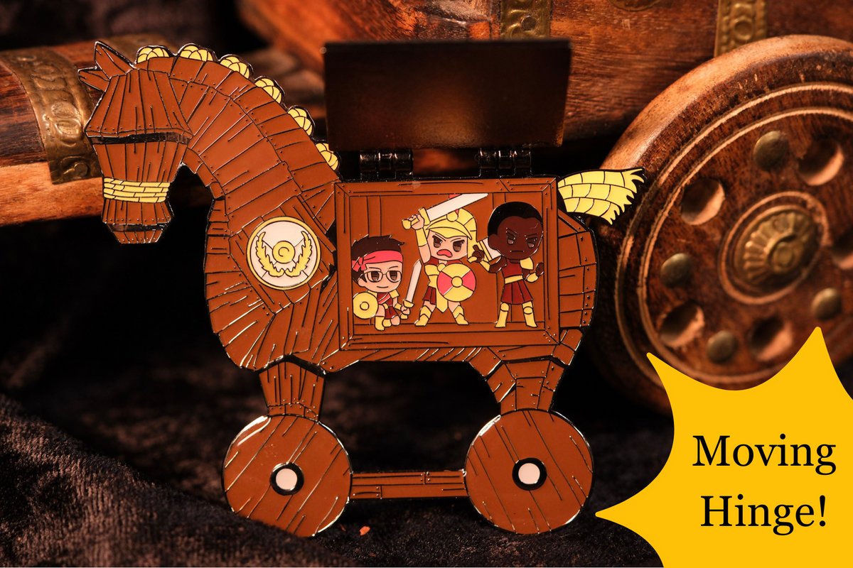 Trojan Horse XL hinged enamel pin from The Odyssey pin collection